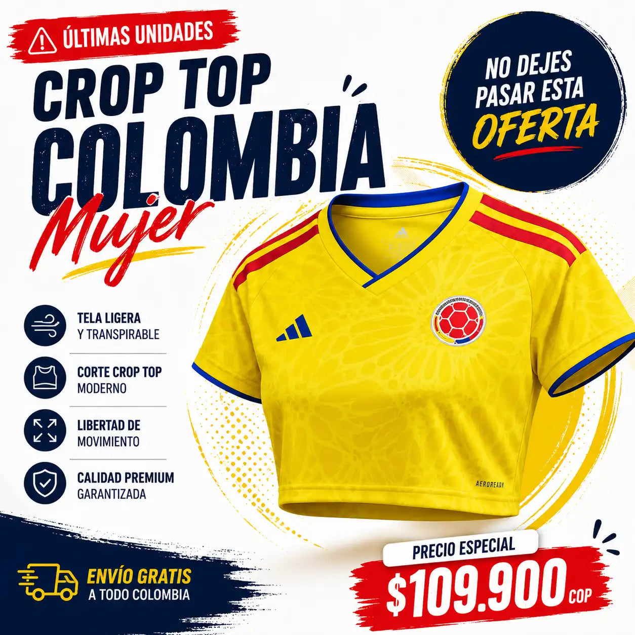 CROP TOP DAMA COLOMBIA MARIPOSA 2026